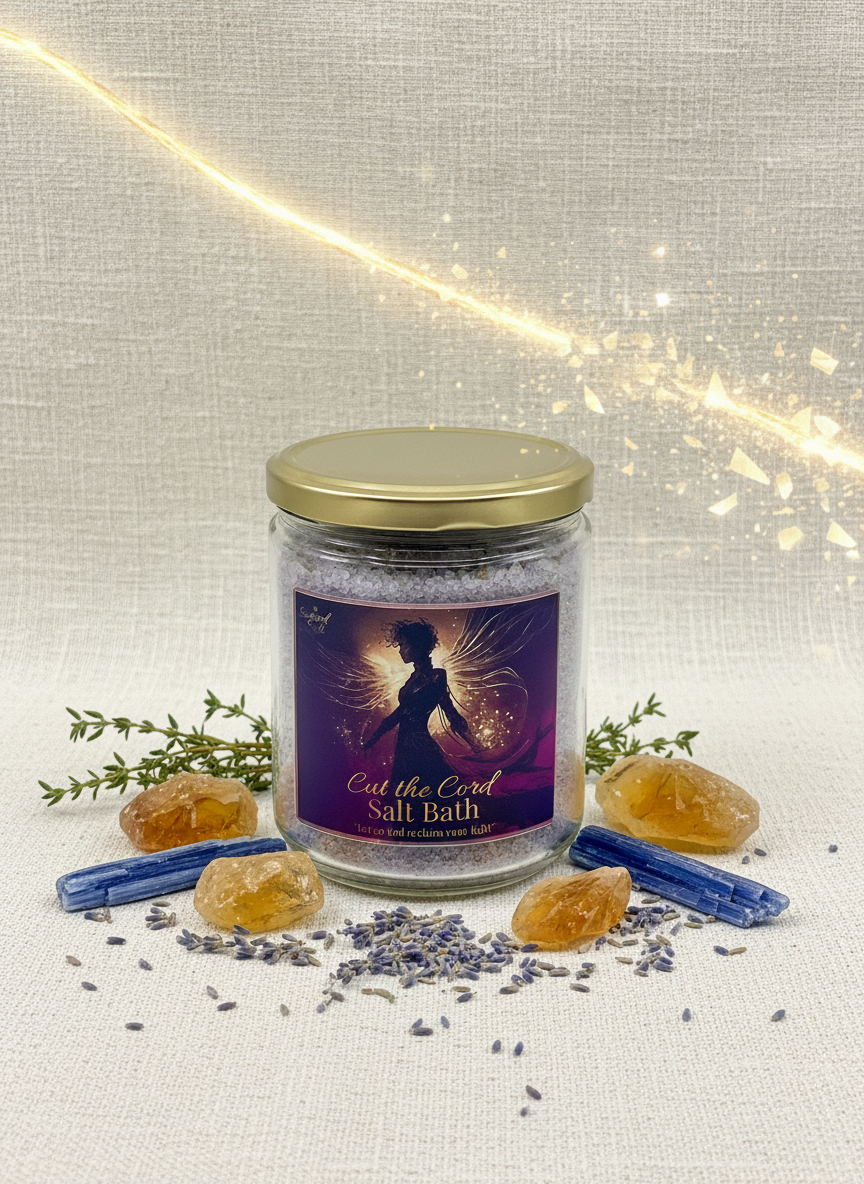 Jar of salt bath with decorative elements on a textured background