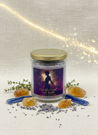 Jar of salt bath with decorative elements on a textured background